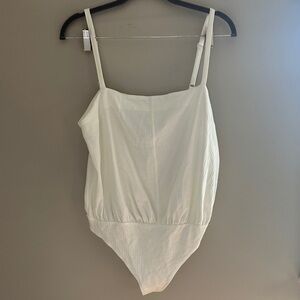 Free People Intimately Free Ivory White Ribbed Bodysuit, L